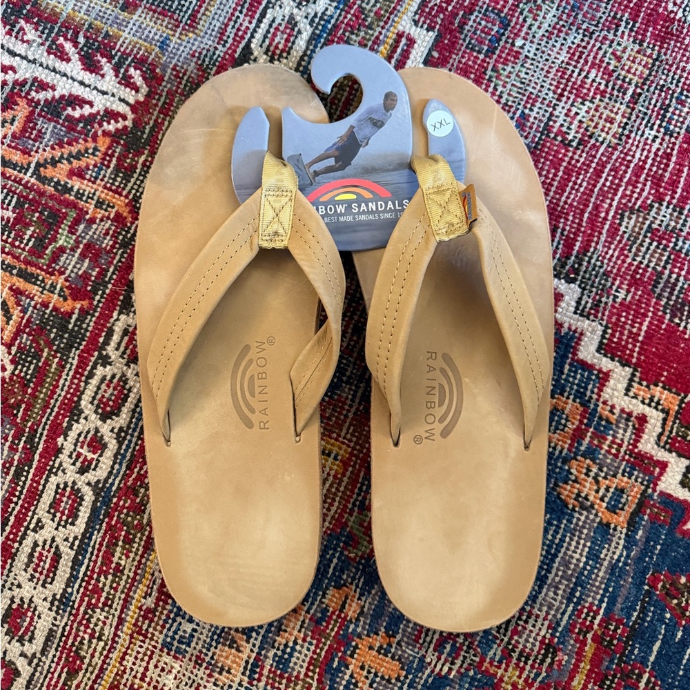 XL Rainbow Sandals Classic Leather Flip Flops - Tan